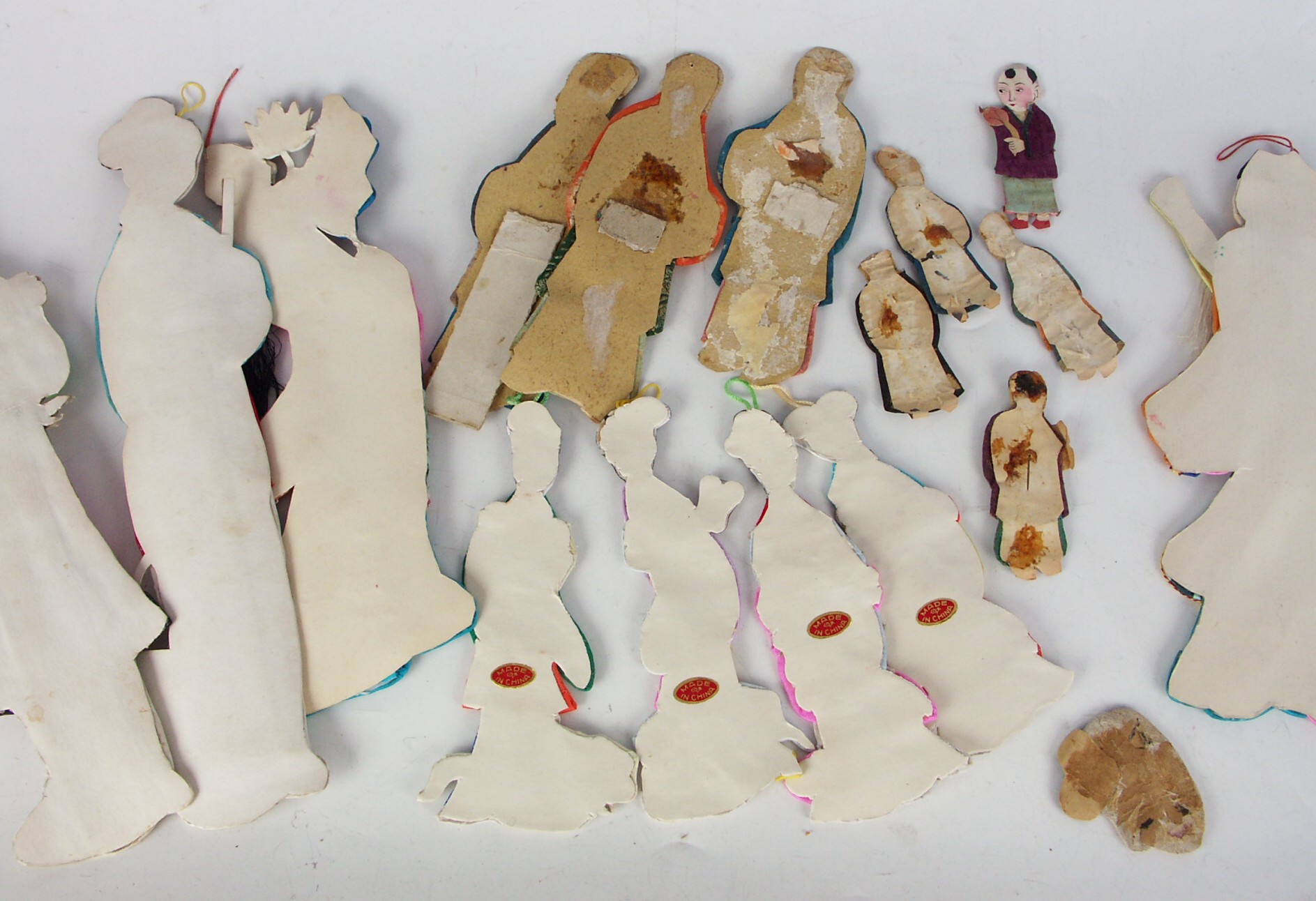 Vintage Chinese Hand Painted Silk and Paper Dolls