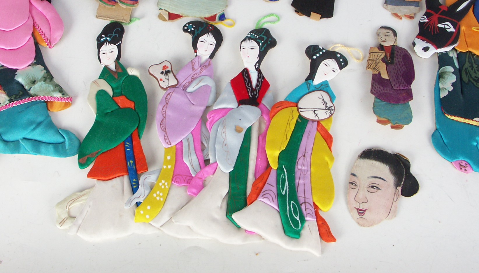 Vintage Chinese Hand Painted Silk and Paper Dolls