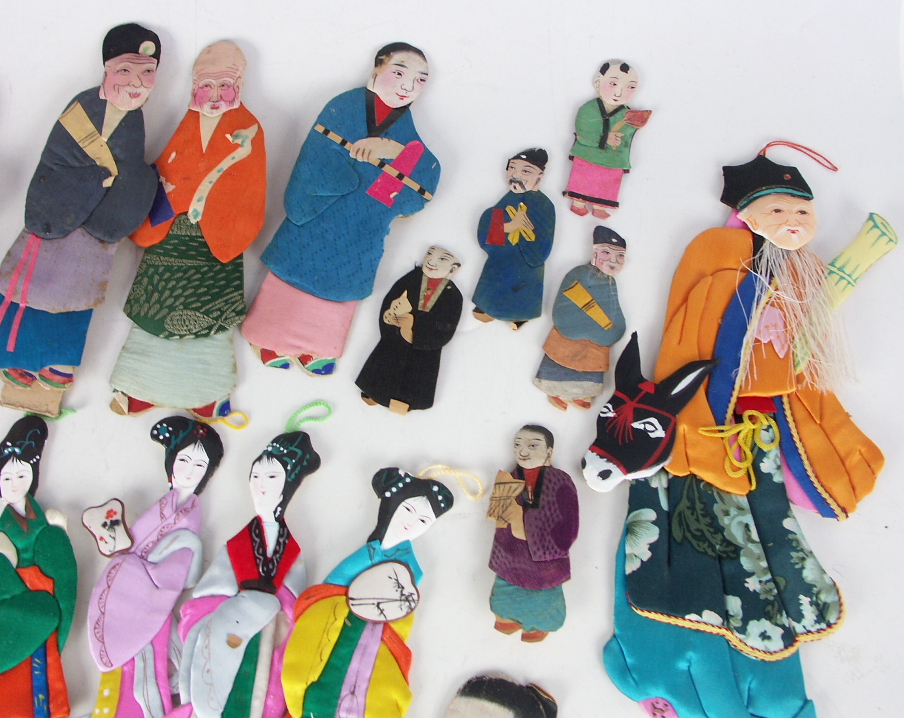 Vintage Chinese Hand Painted Silk and Paper Dolls