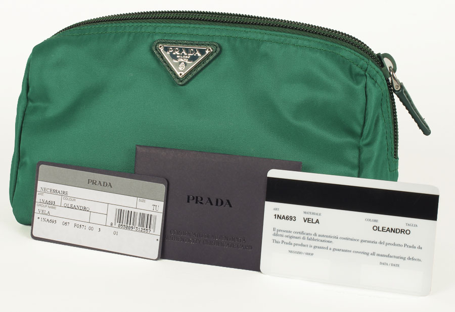 Green Prada Vela Zippered Pouch