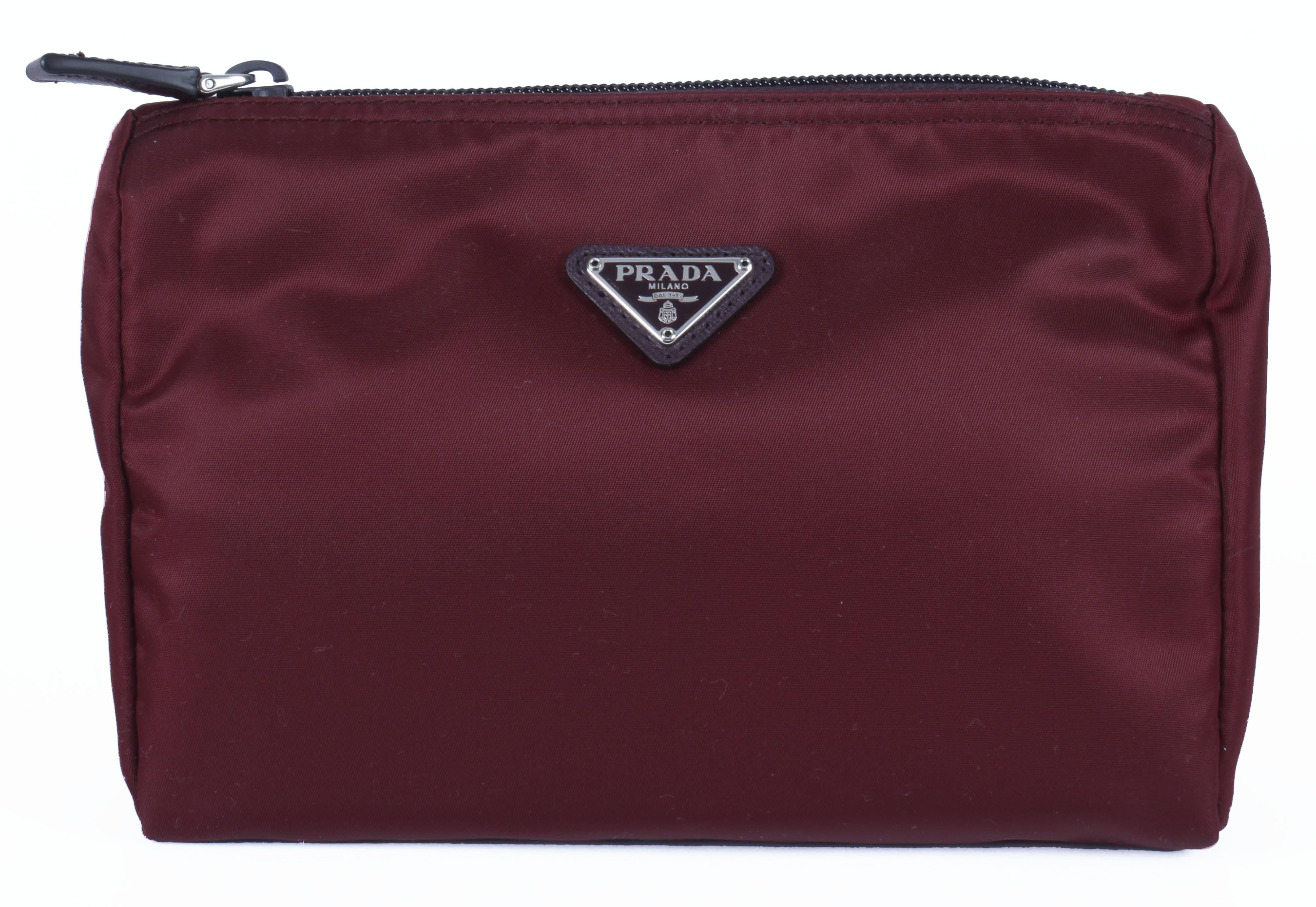 Burgundy Prada Vela Zippered Pouch