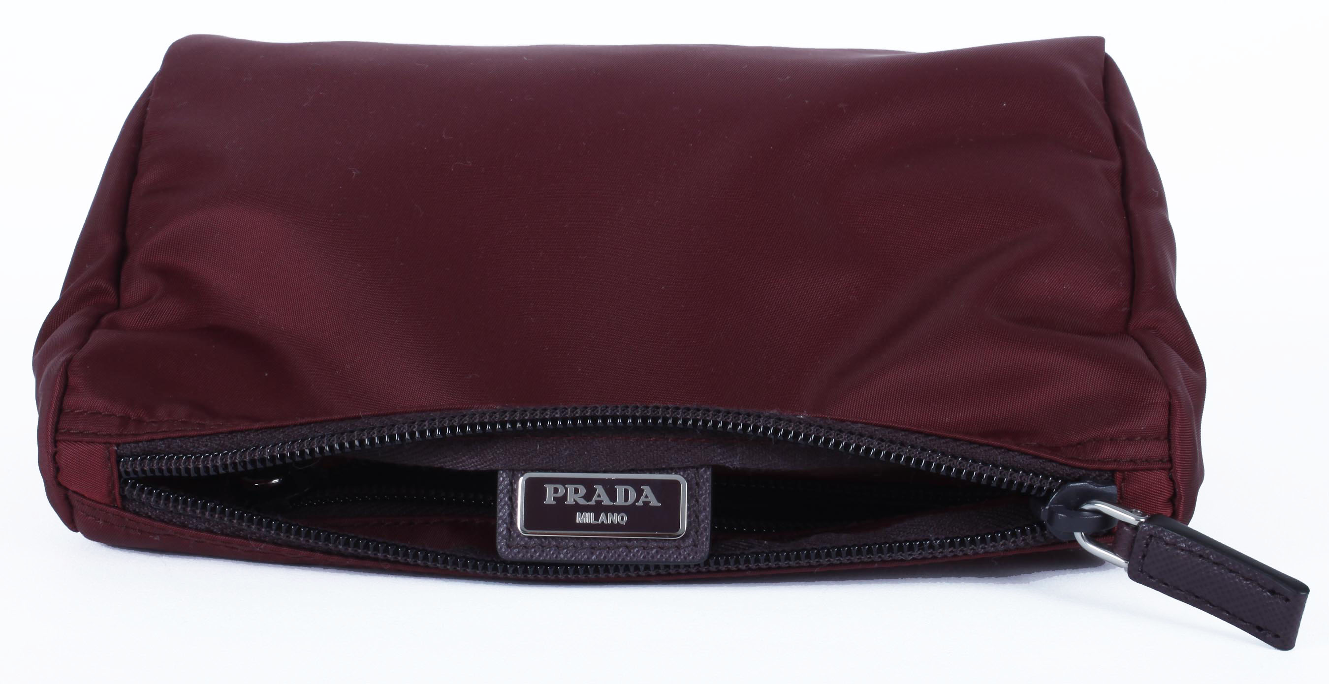 Burgundy Prada Vela Zippered Pouch