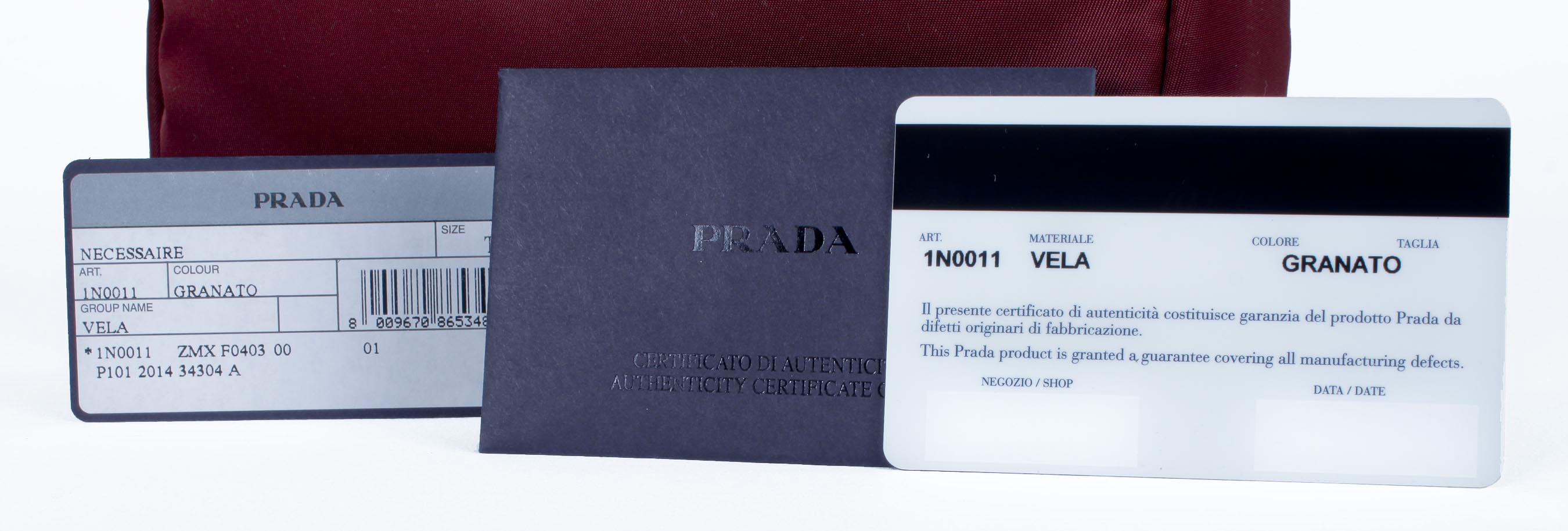 Burgundy Prada Vela Zippered Pouch