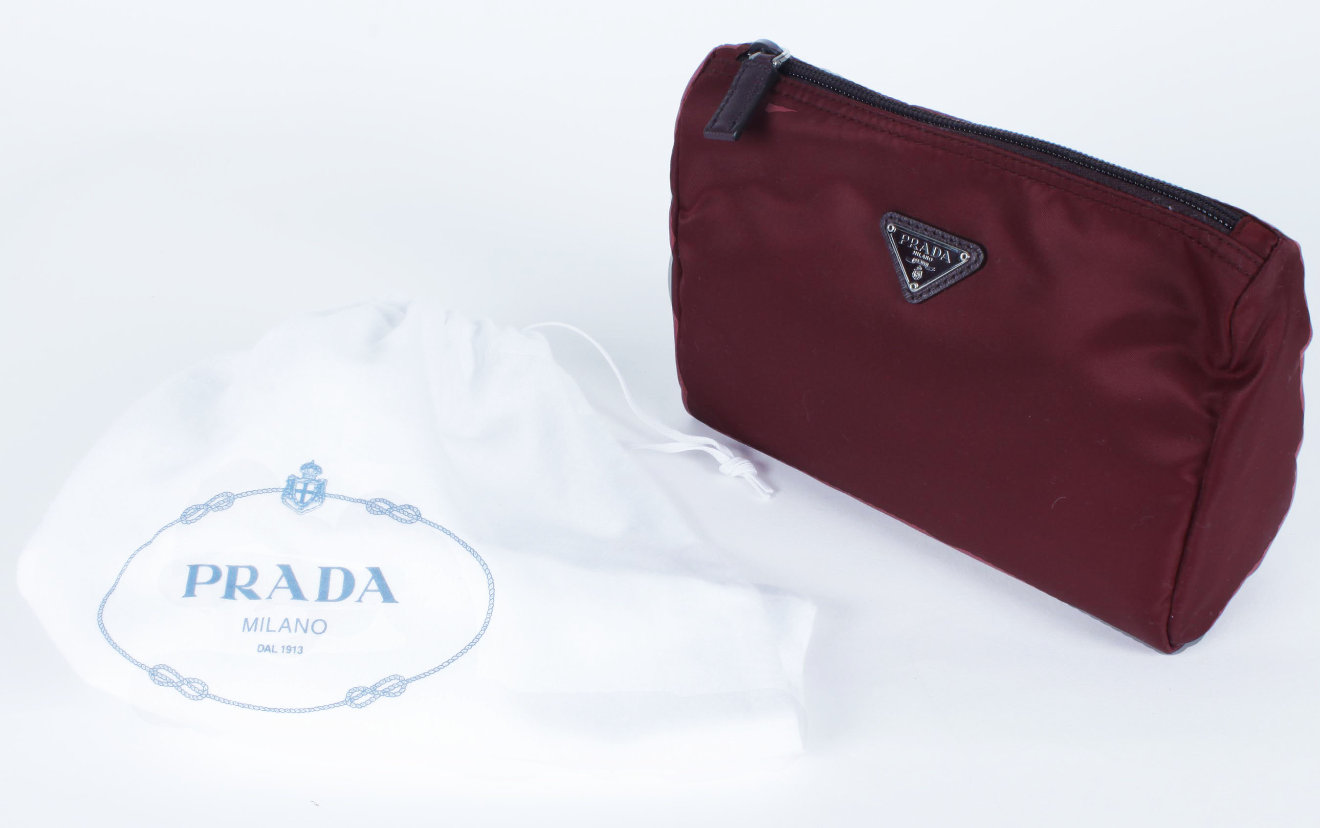 Burgundy Prada Vela Zippered Pouch