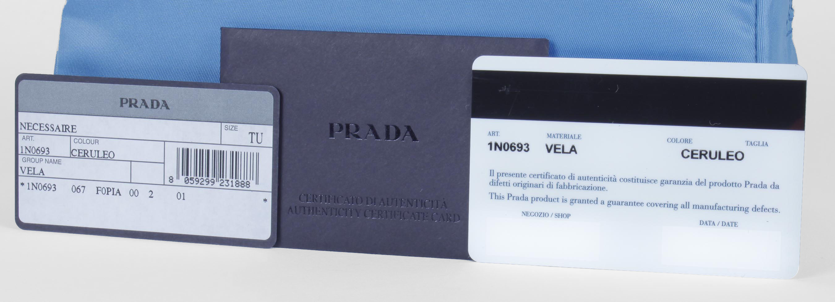 Cerulean Blue Prada Vela Zippered Pouch