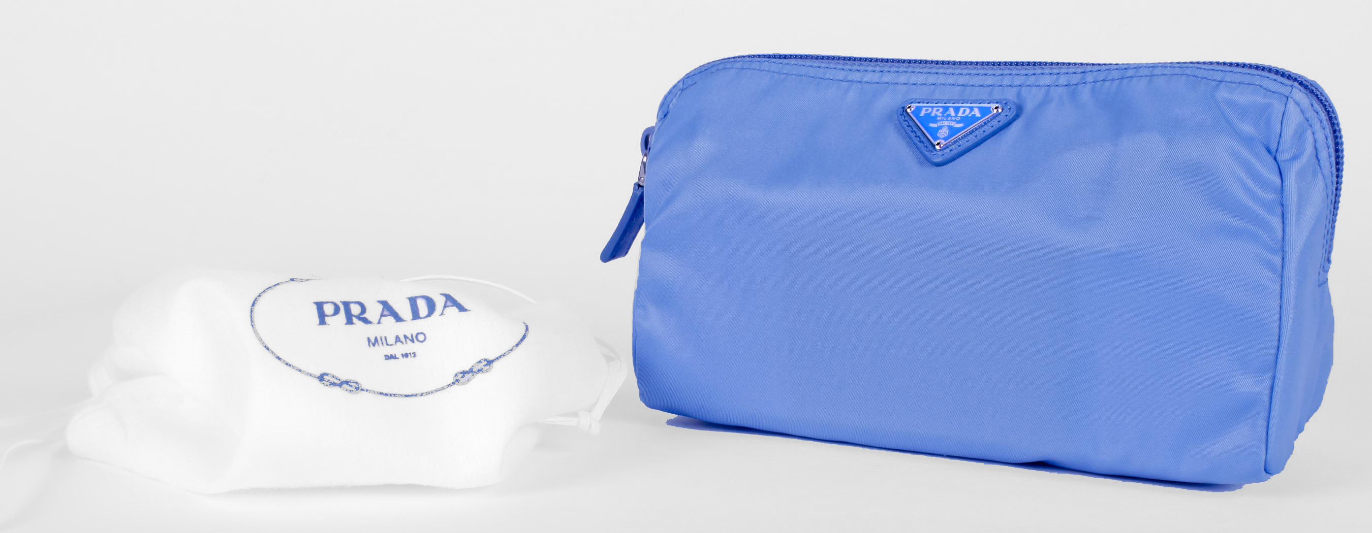 Cerulean Blue Prada Vela Zippered Pouch
