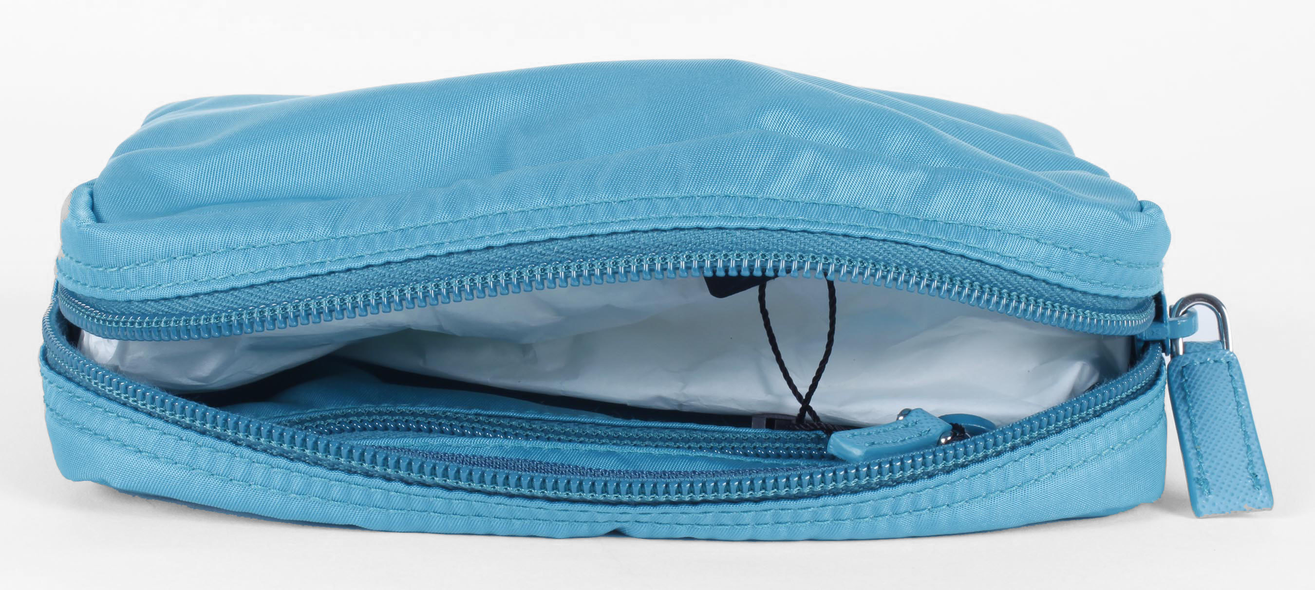 Turquoise Prada Vela Zippered Pouch