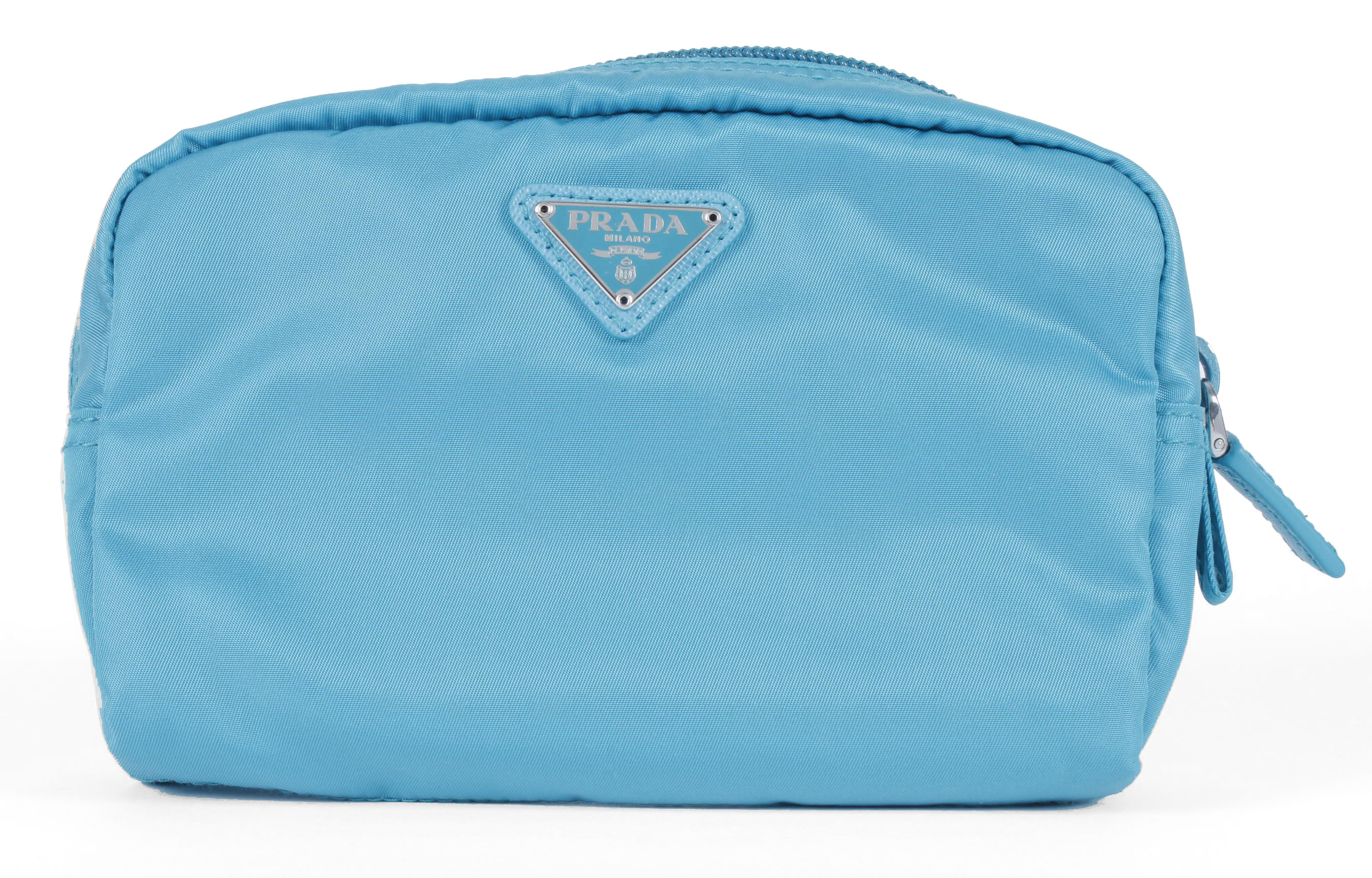 Turquoise Prada Vela Zippered Pouch