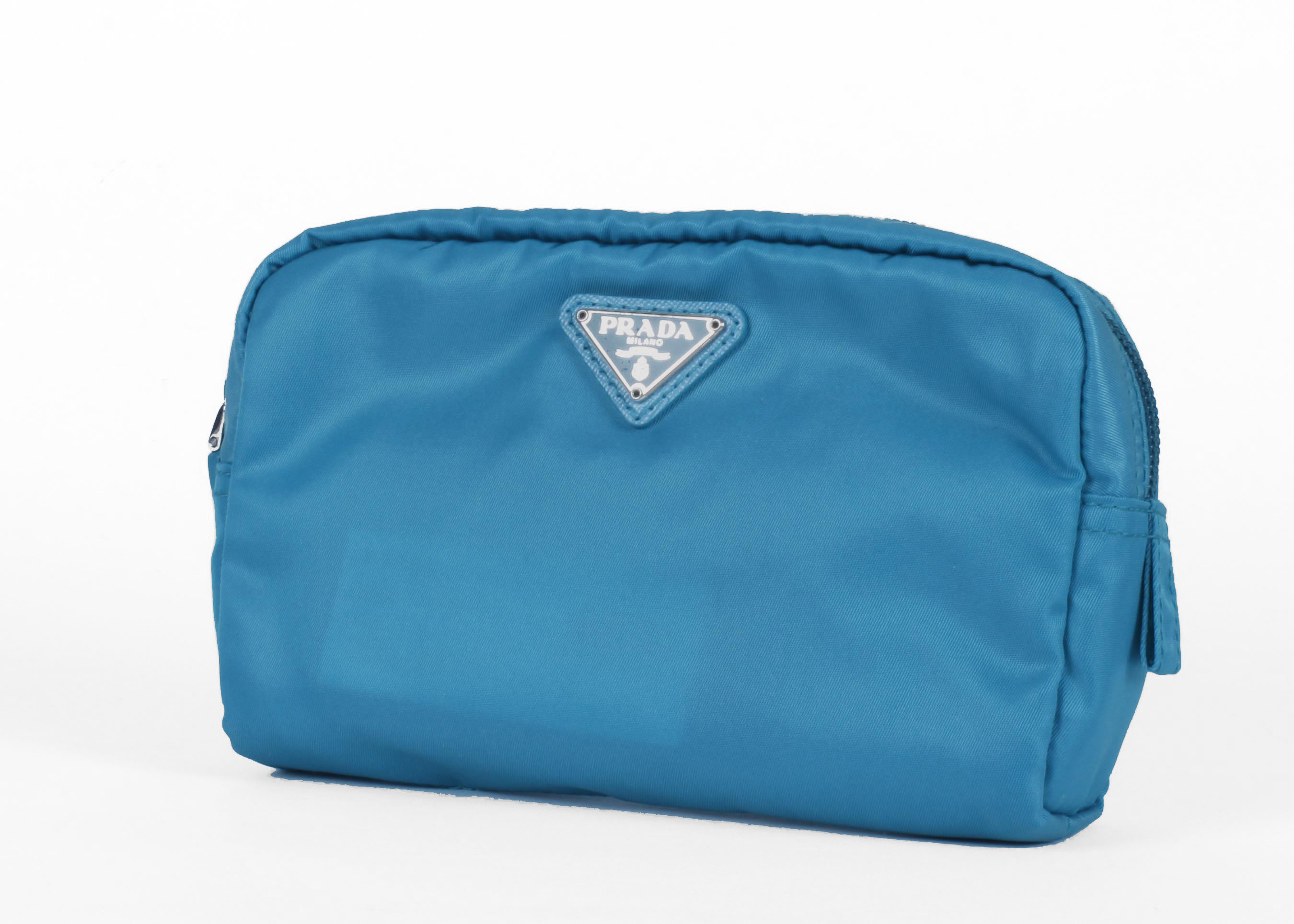 Turquoise Prada Vela Zippered Pouch
