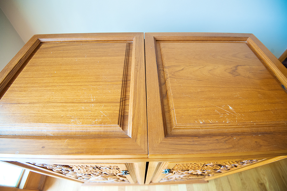 Vintage Hand-Carved Teak Rolling Bar