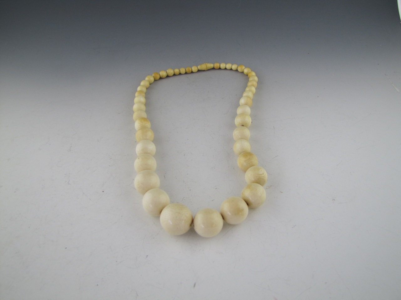 Vintage Elephant Ivory Bead Necklace