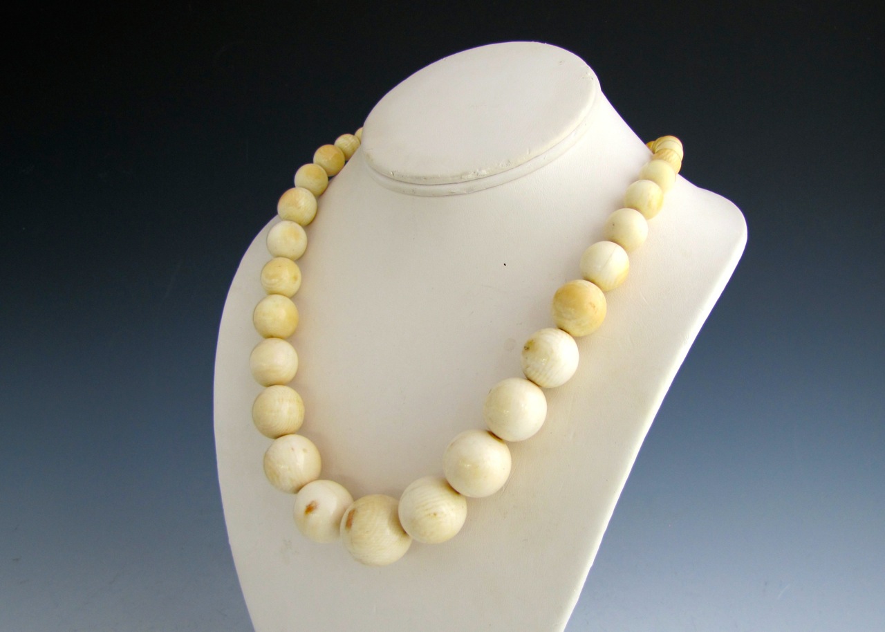 Vintage Elephant Ivory Bead Necklace
