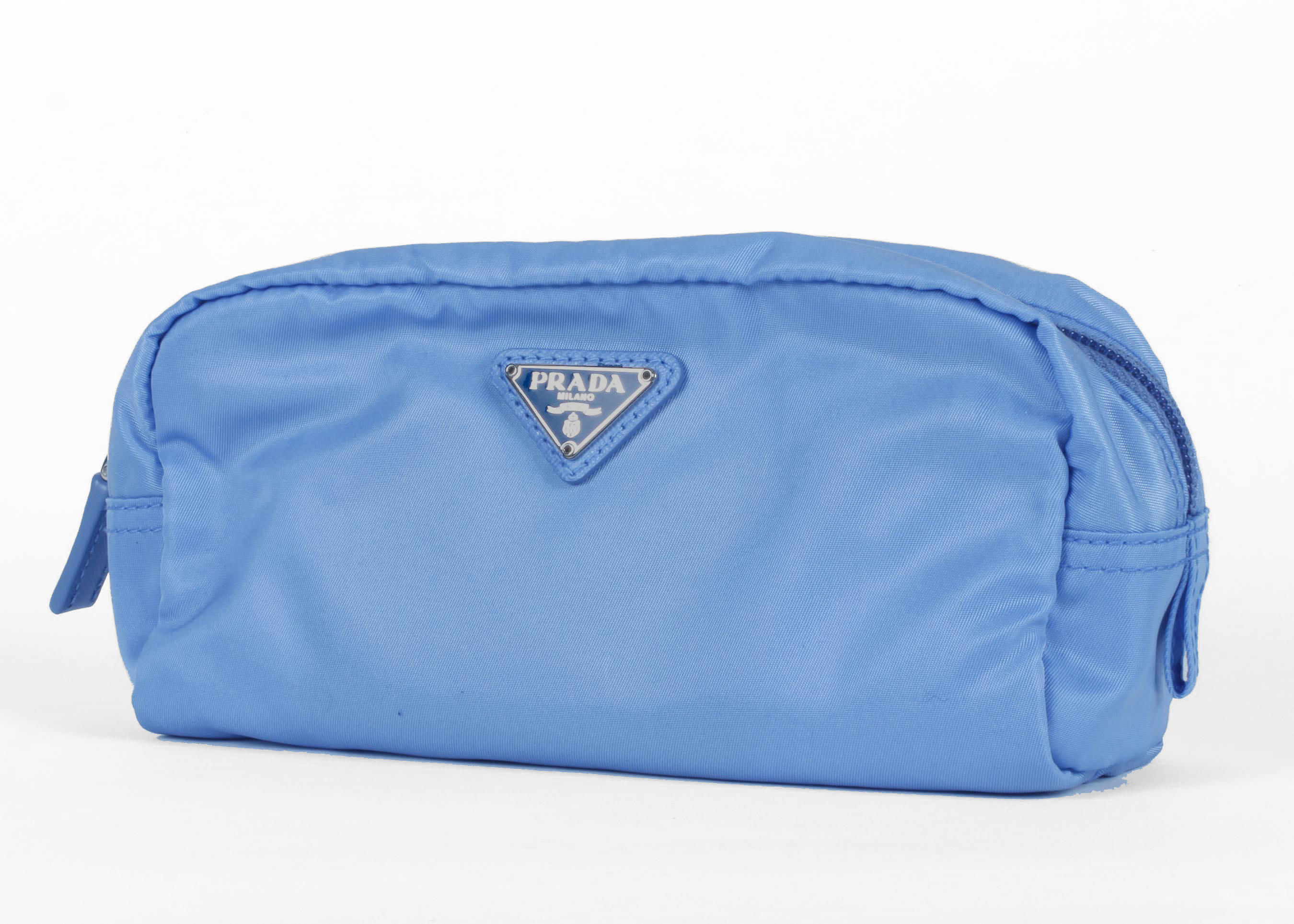Cerulean Blue Prada Vela Zippered Pouch