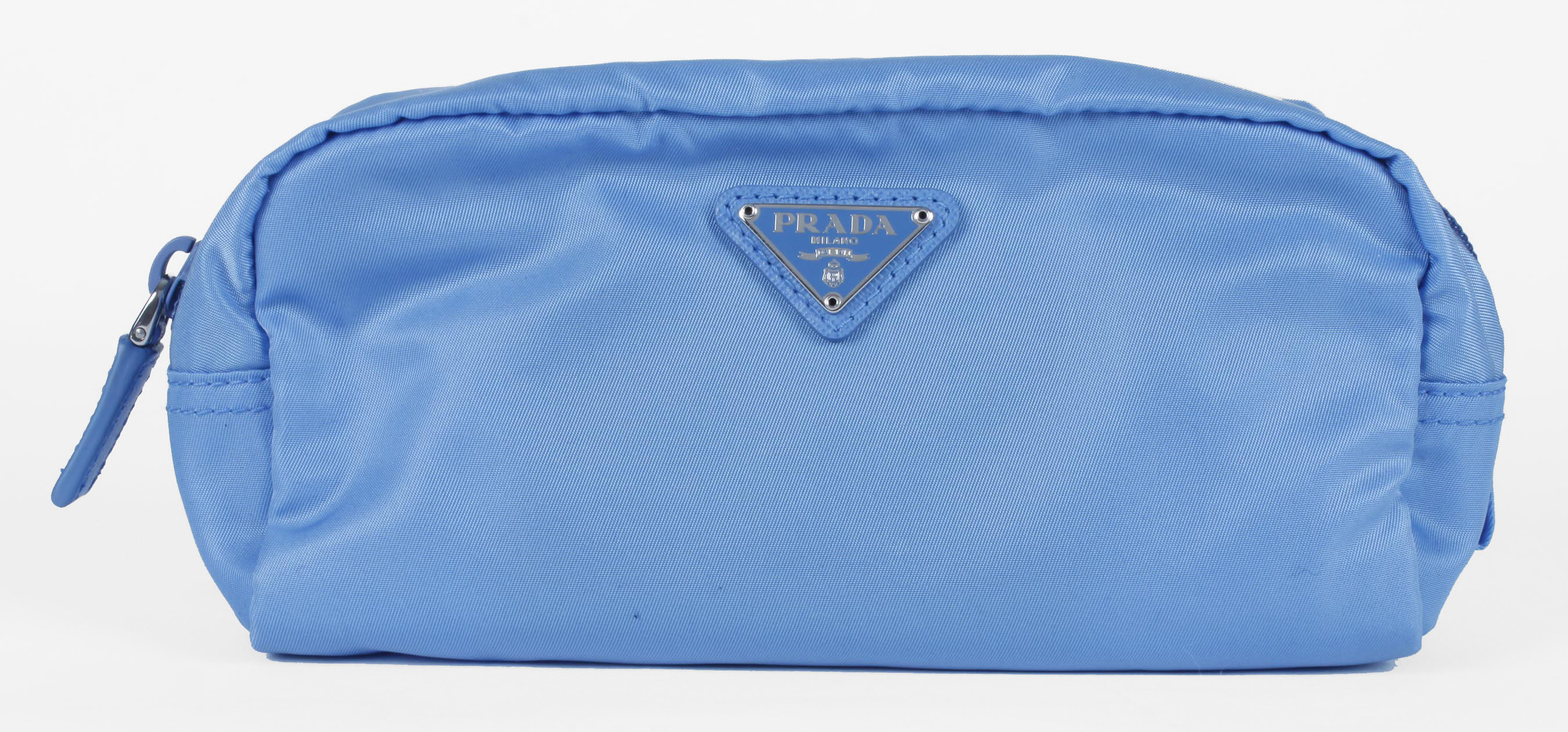 Cerulean Blue Prada Vela Zippered Pouch