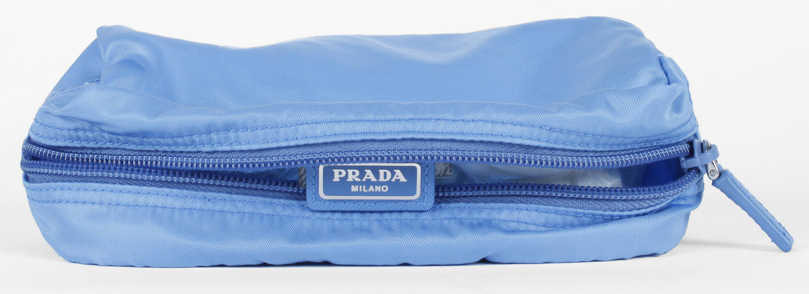Cerulean Blue Prada Vela Zippered Pouch