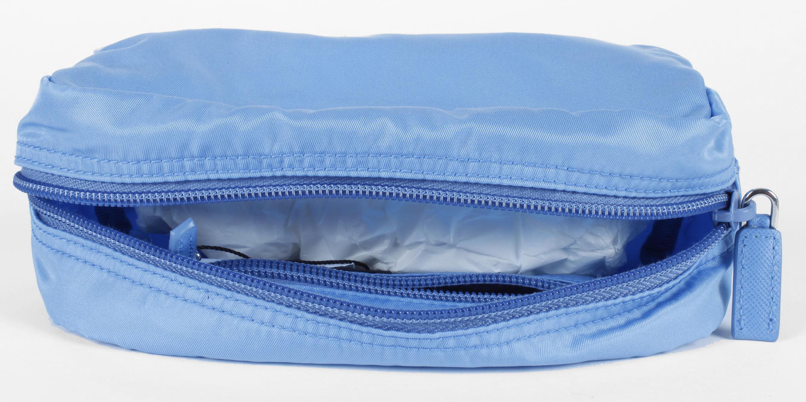 Cerulean Blue Prada Vela Zippered Pouch