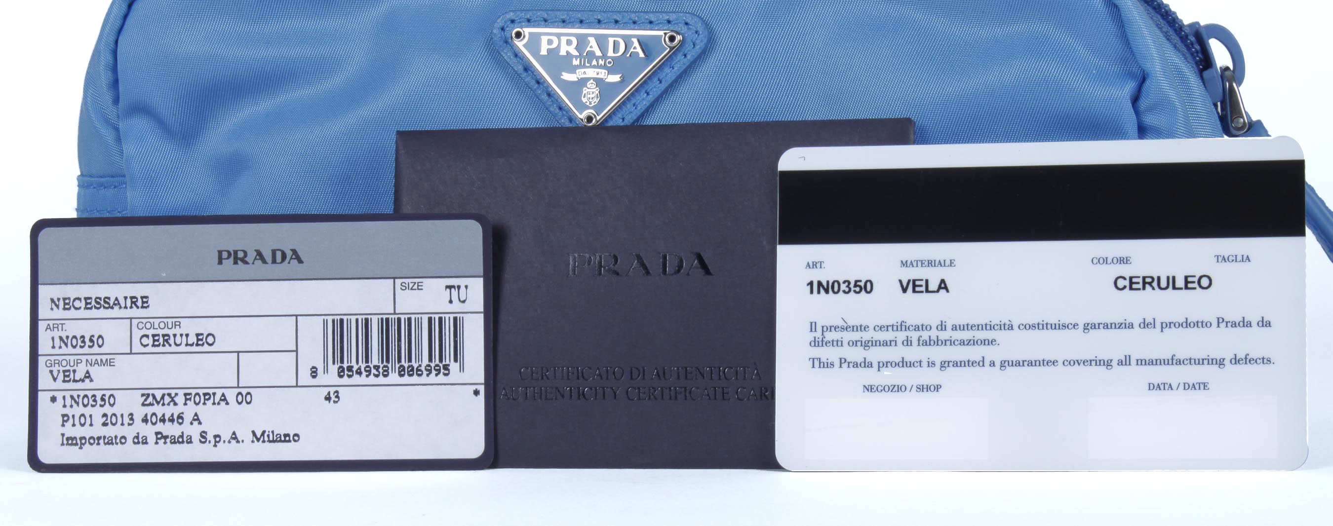 Cerulean Blue Prada Vela Zippered Pouch