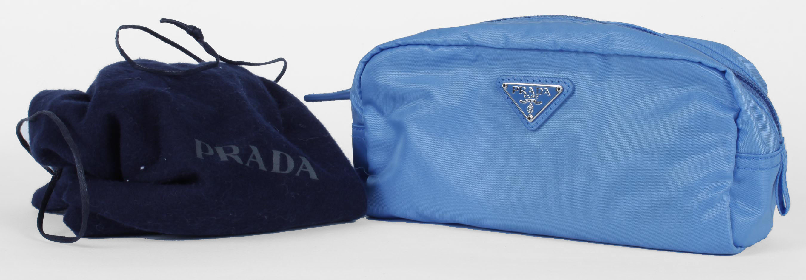 Cerulean Blue Prada Vela Zippered Pouch
