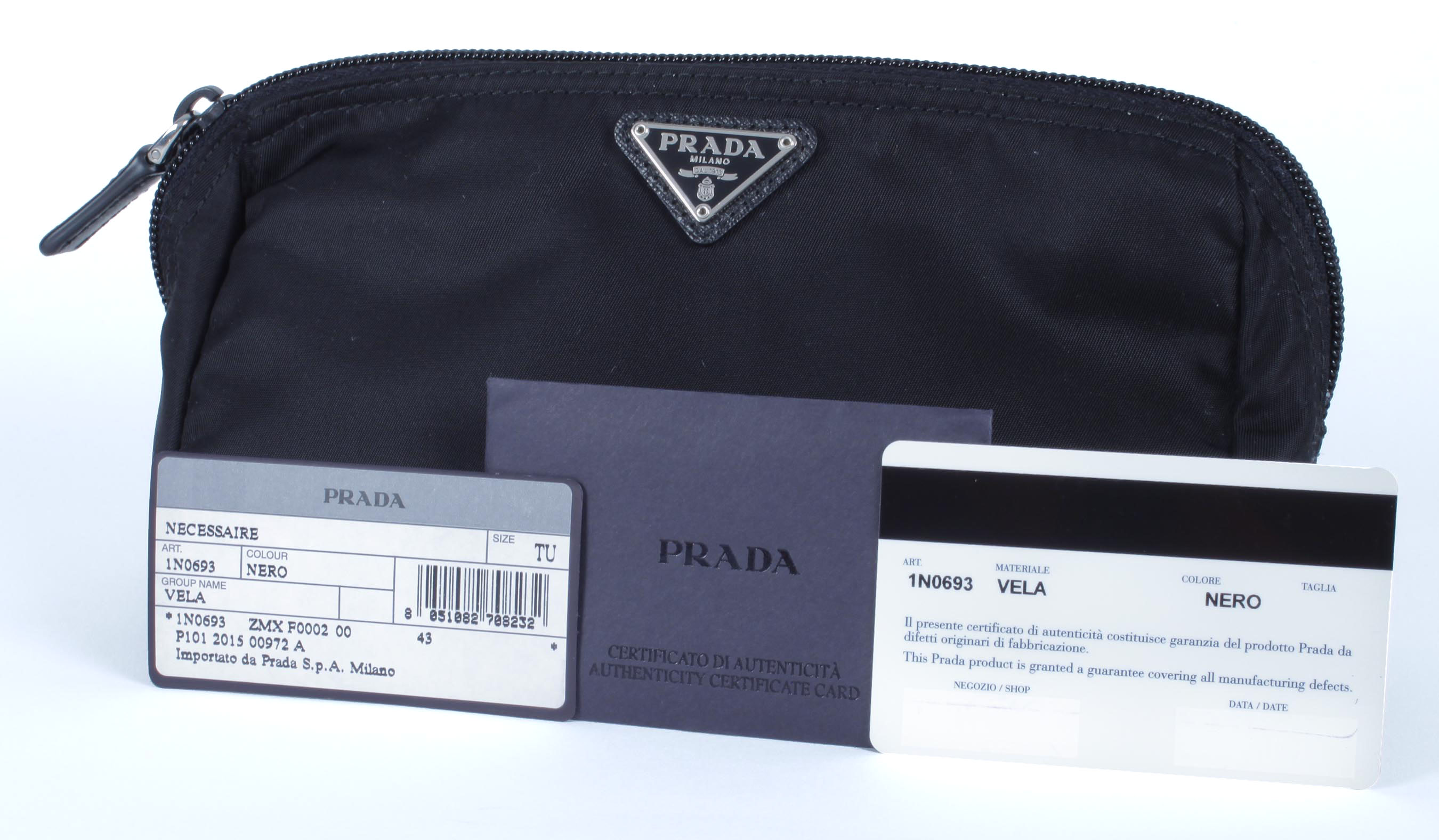 Black Vela Prada Zippered Pouch