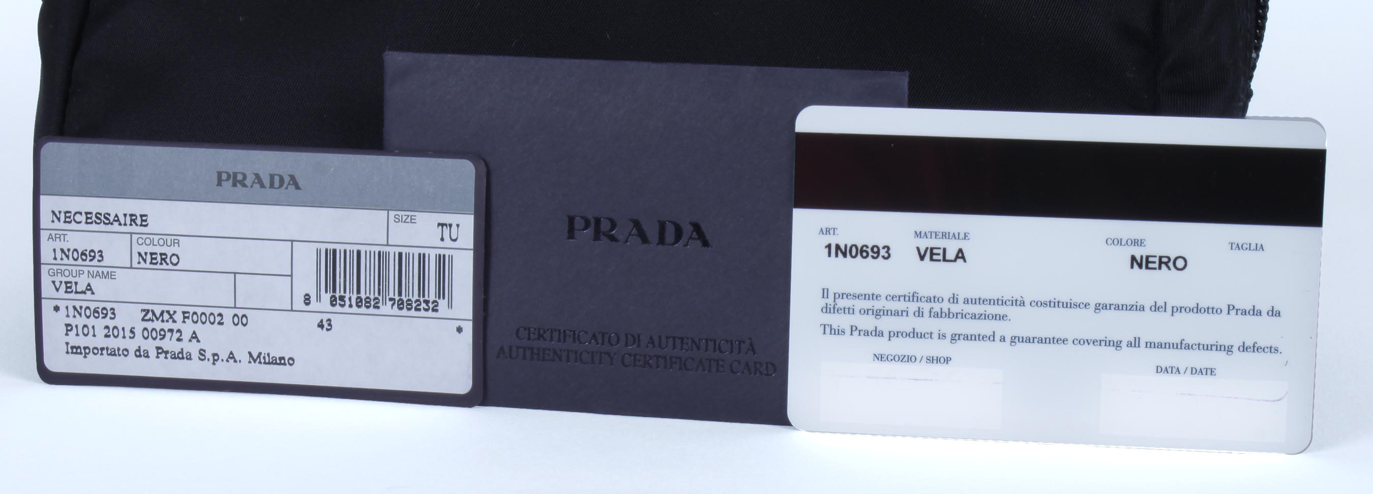 Black Vela Prada Zippered Pouch