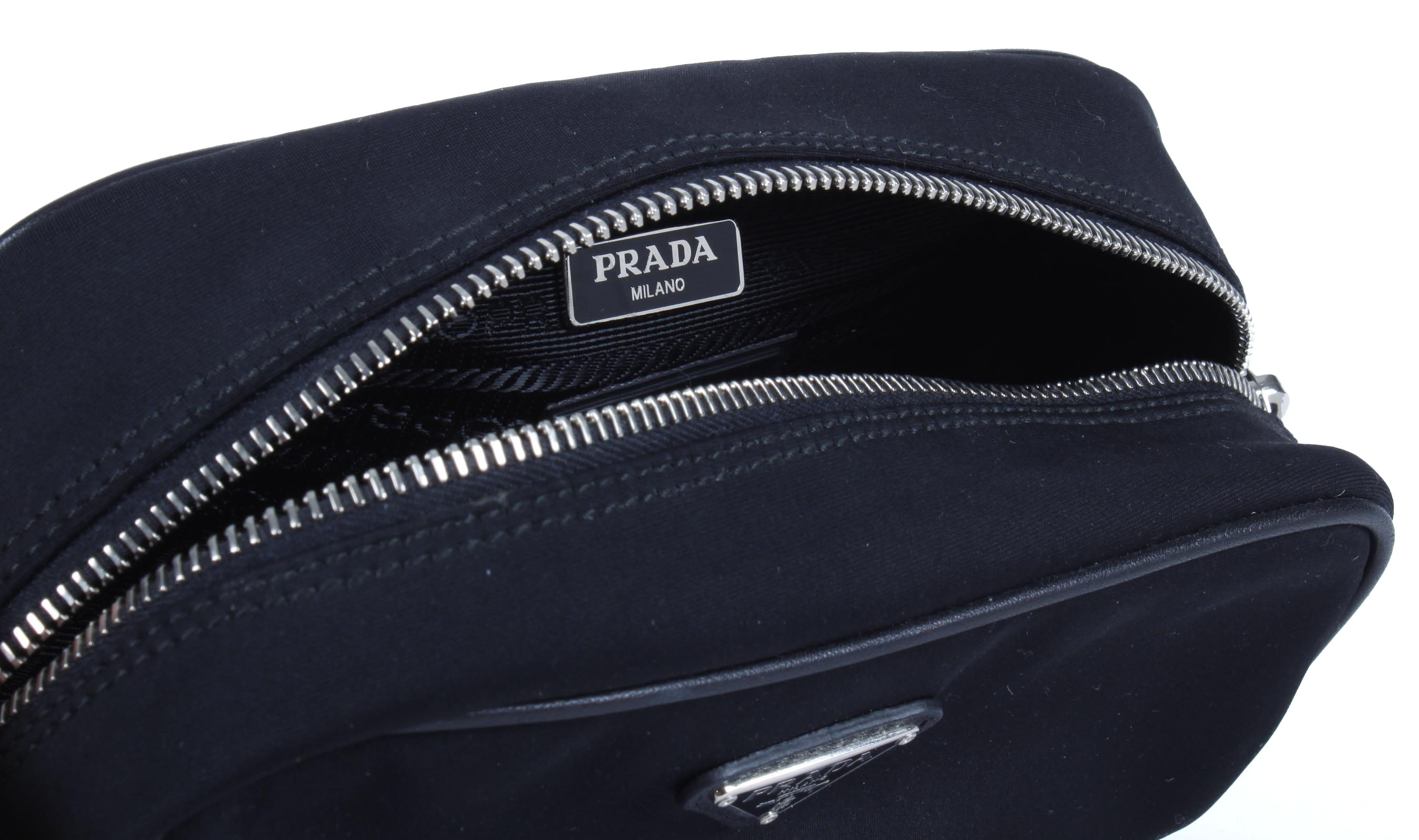 Black Prada Zippered Pouch
