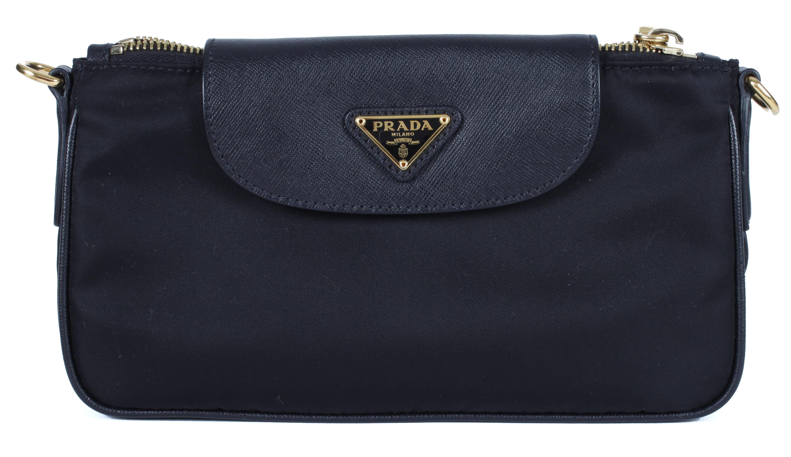 Prada Bandoliera Nylon and Leather Clutch