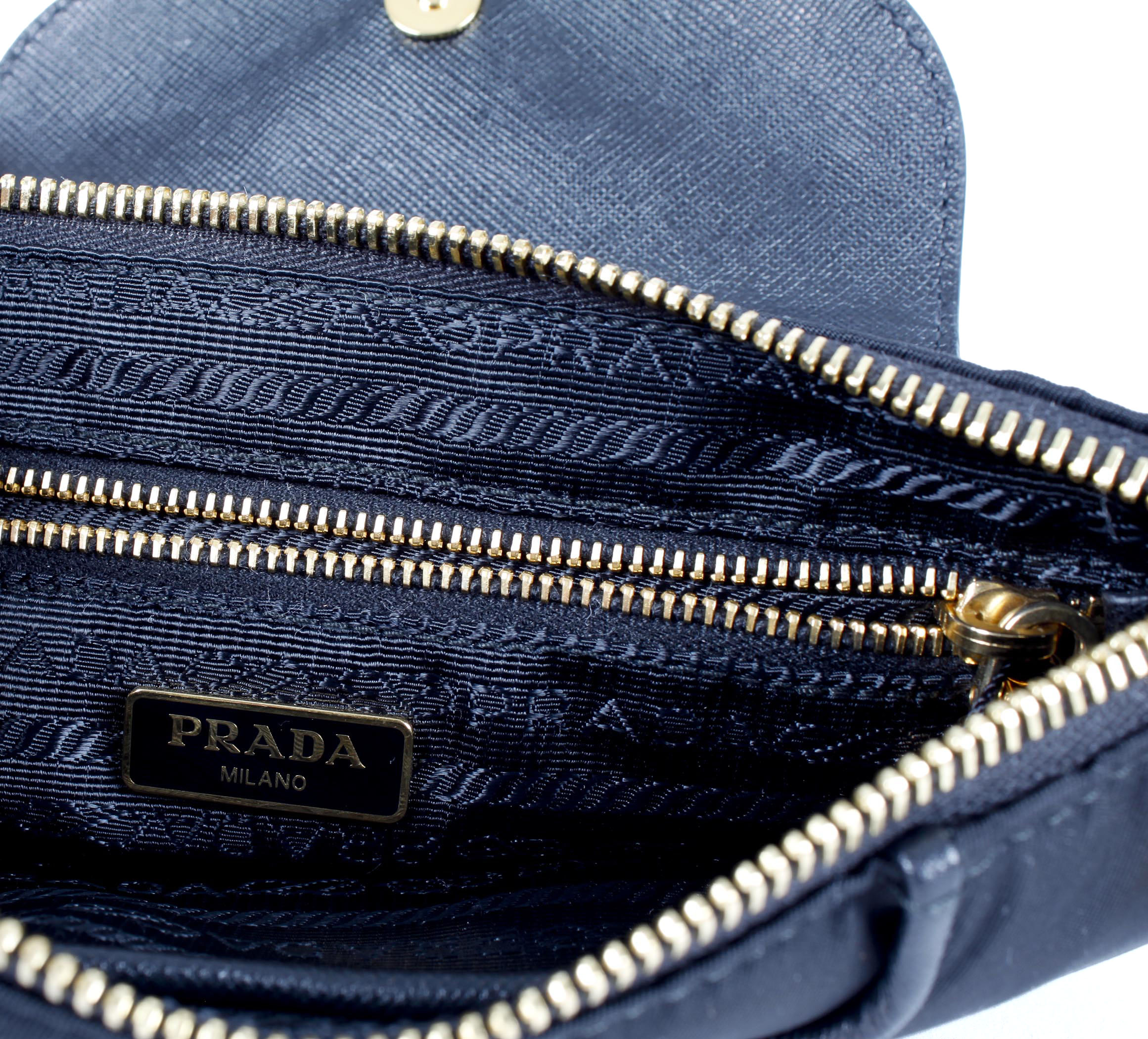 Prada Bandoliera Nylon and Leather Clutch