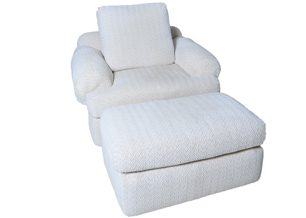 Overstuffed Arm Chair and Ottoman