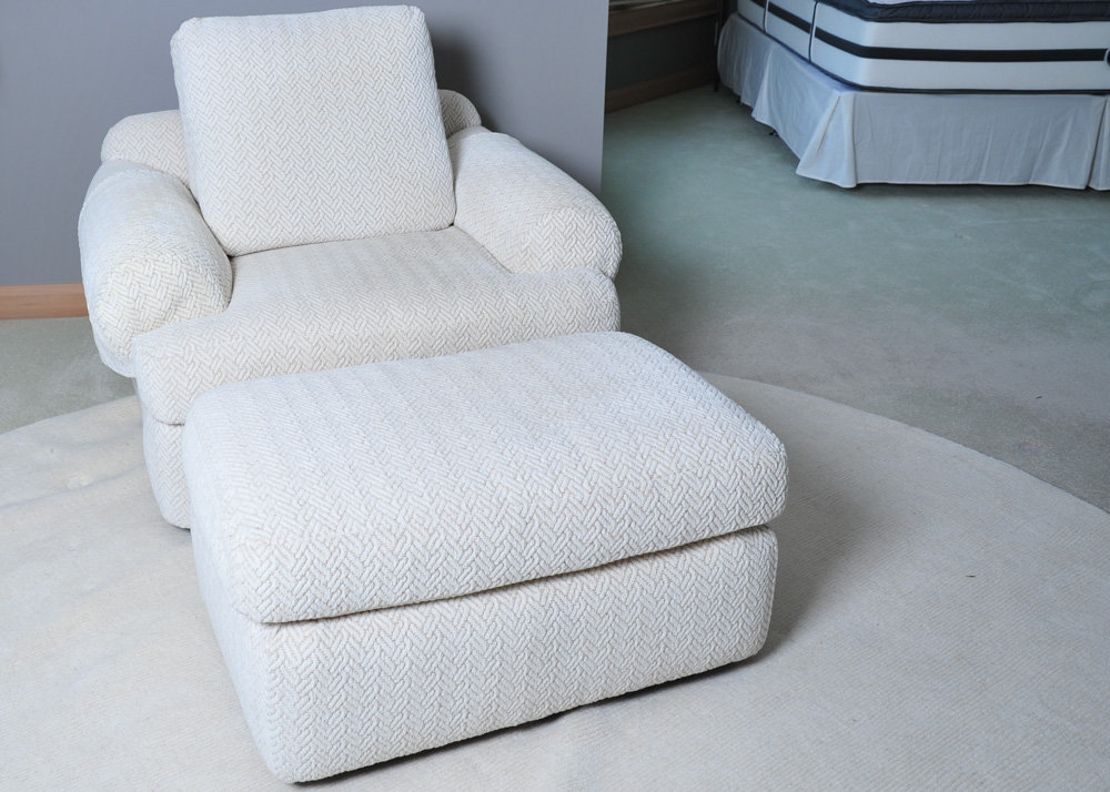 Overstuffed Arm Chair and Ottoman