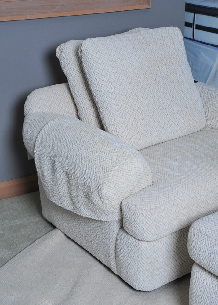 Overstuffed Arm Chair and Ottoman