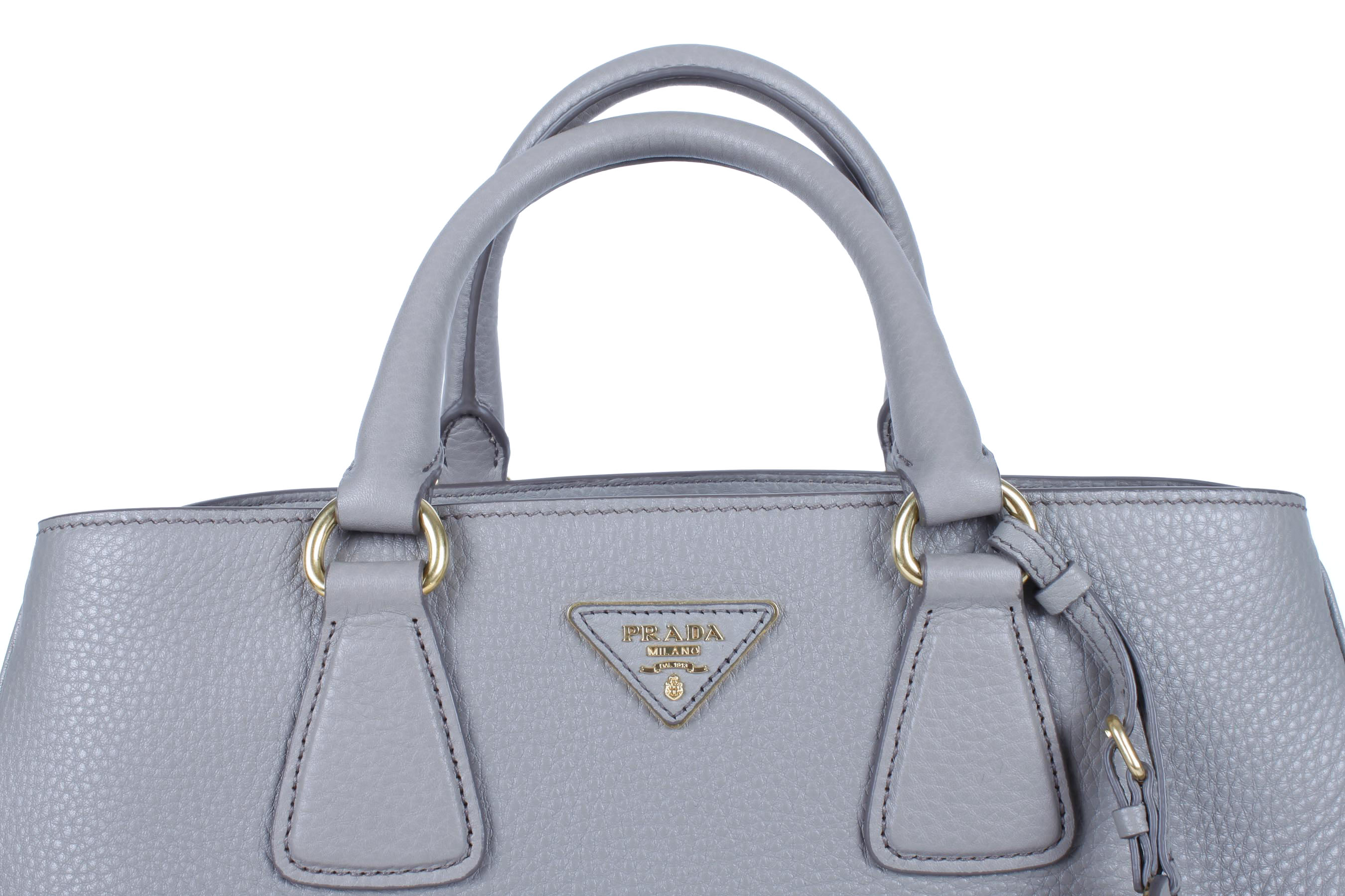 Prada Taupe Pebbled Handbag