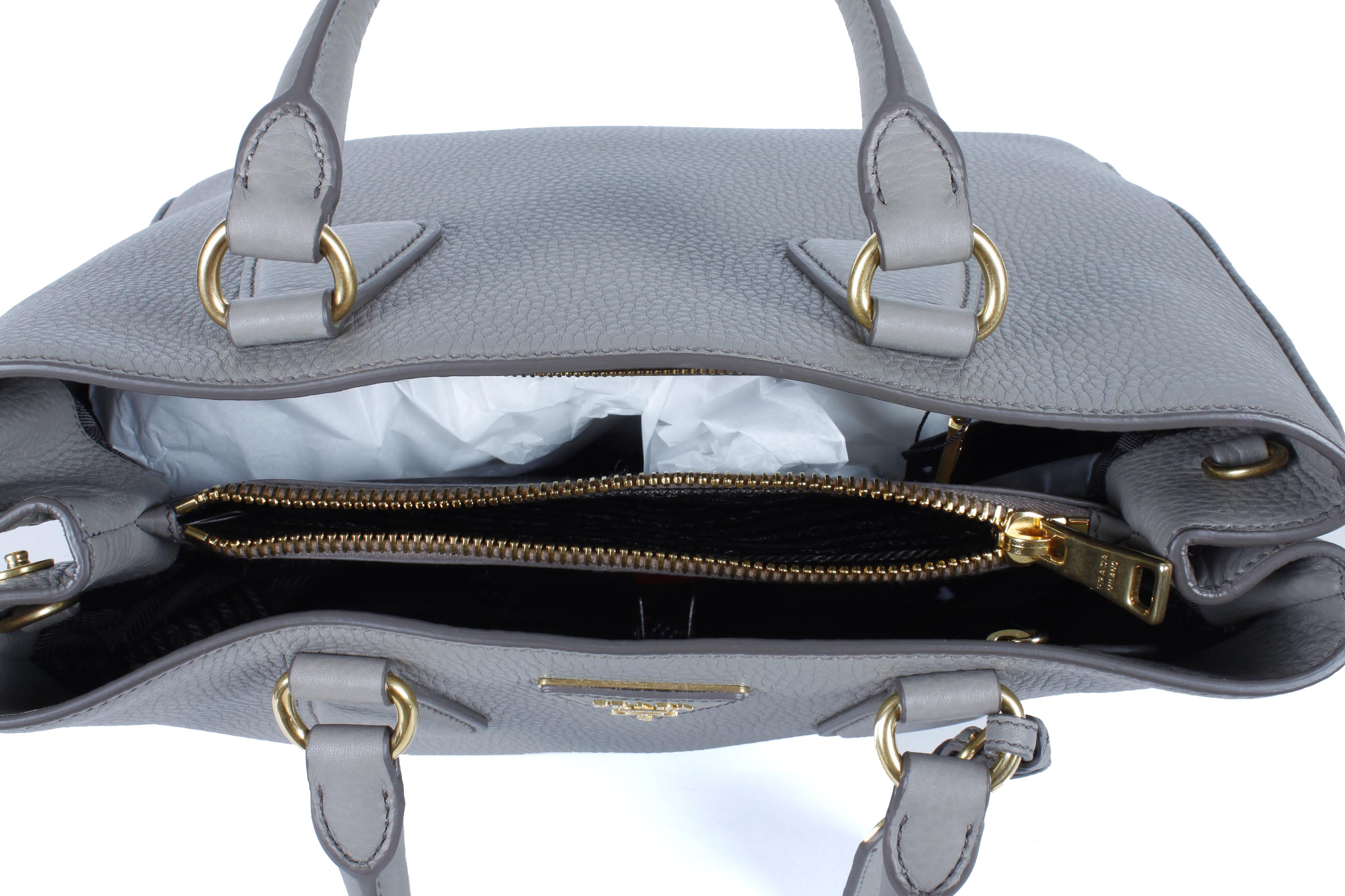 Prada Taupe Pebbled Handbag
