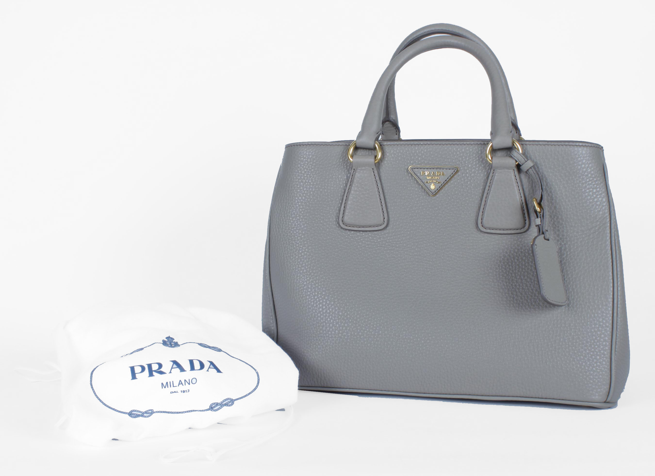 Prada Taupe Pebbled Handbag
