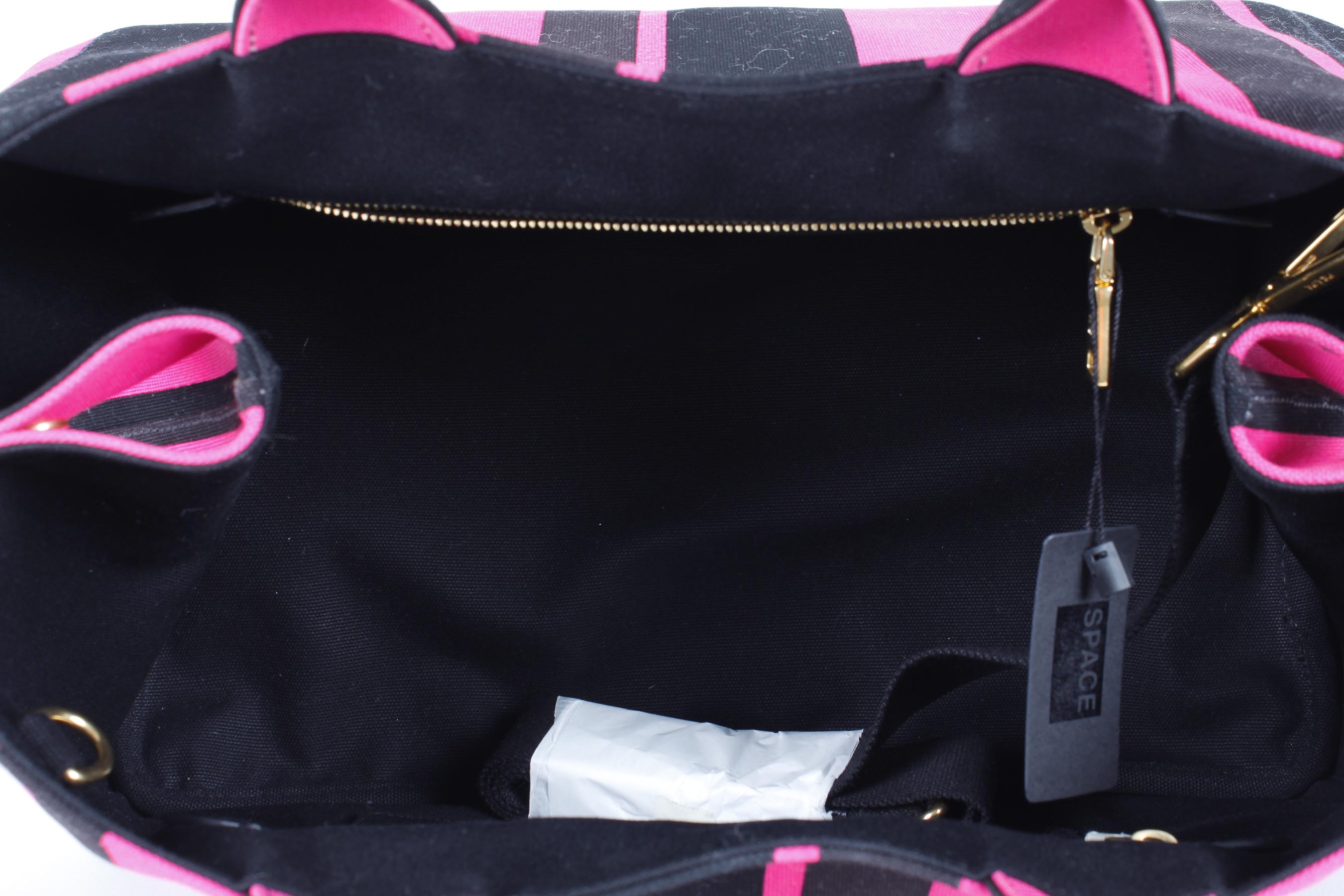 Fuchsia and Black Striped Prada Canvas Shopper