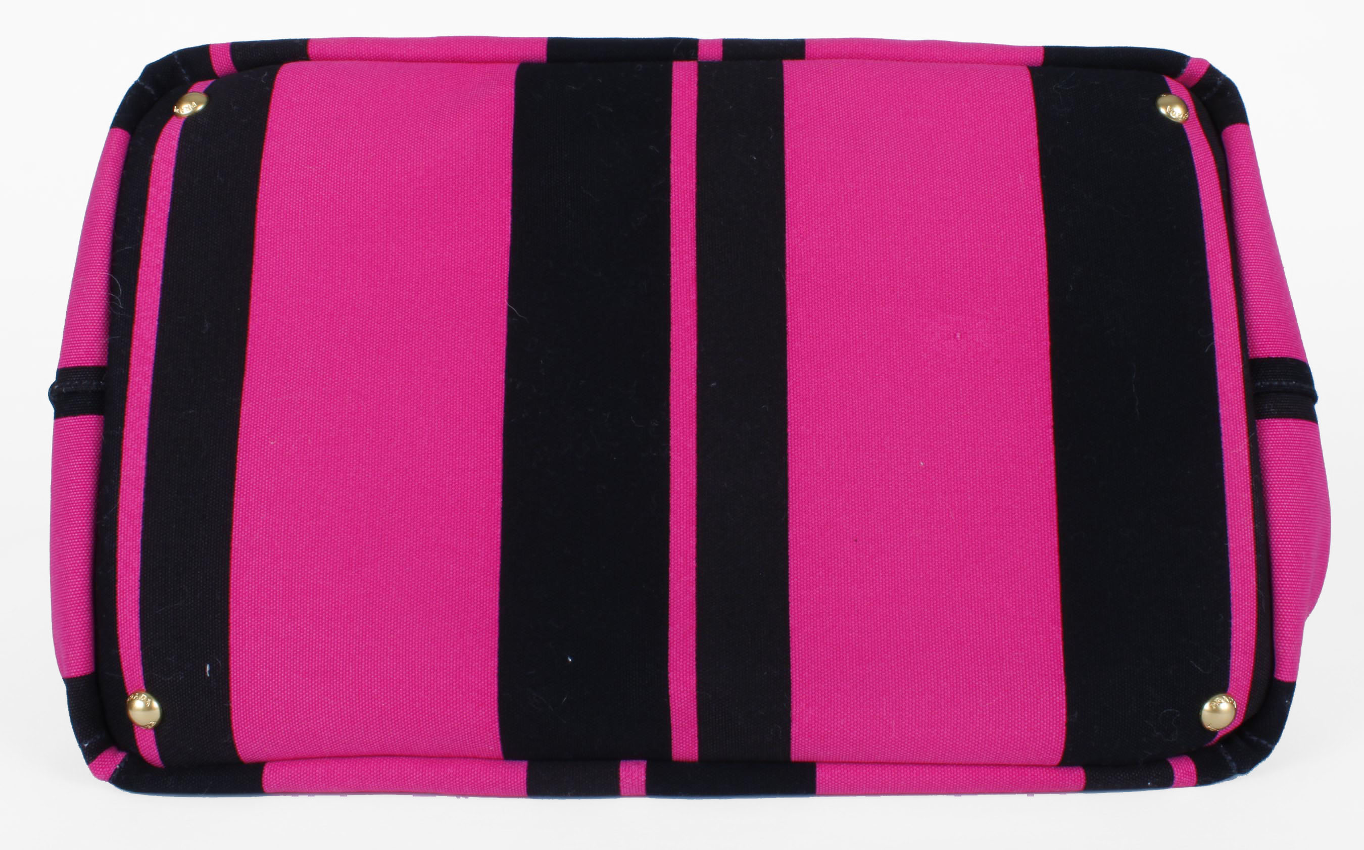 Fuchsia and Black Striped Prada Canvas Shopper