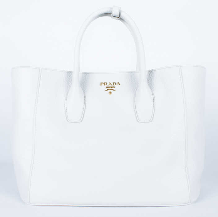 Prada White Pebbled Leather Handbag
