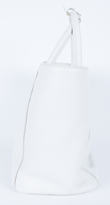 Prada White Pebbled Leather Handbag