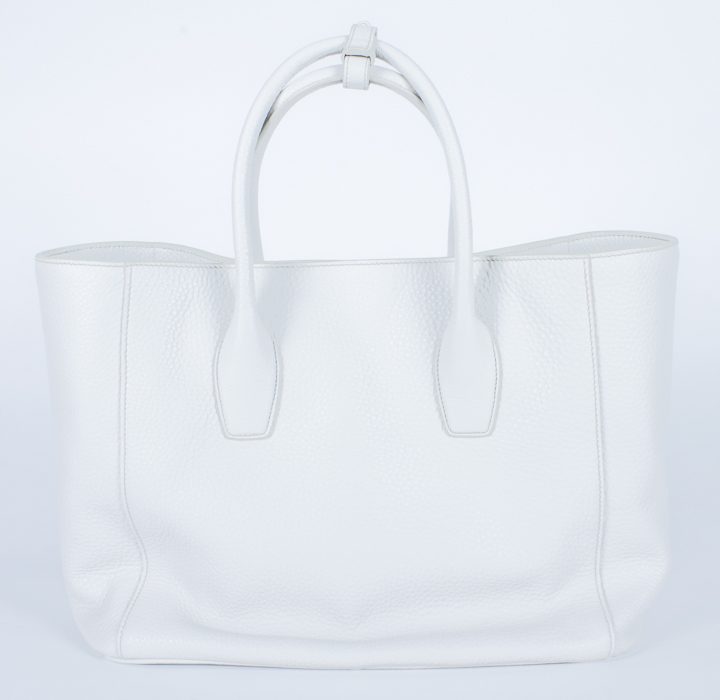 Prada White Pebbled Leather Handbag