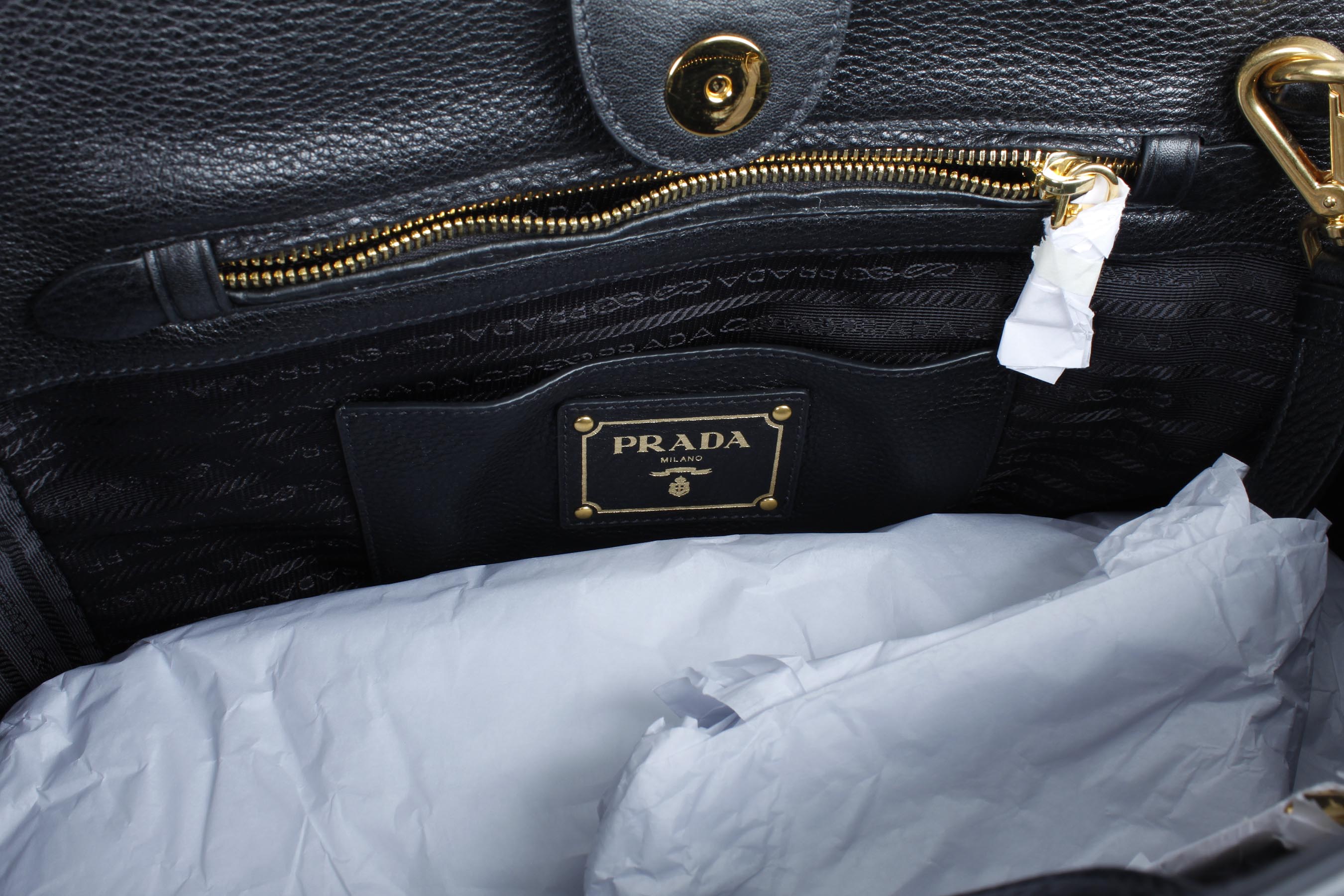 Prada Black Pebbled Leather Handbag