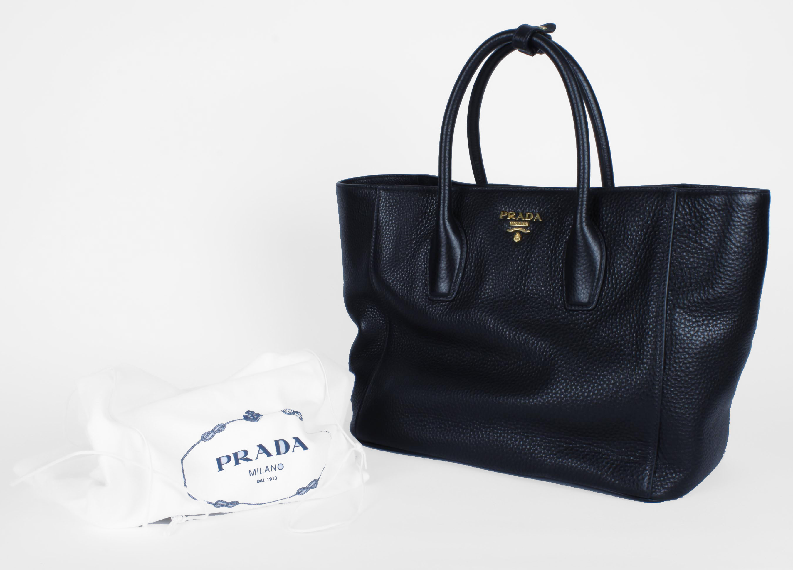 Prada Black Pebbled Leather Handbag