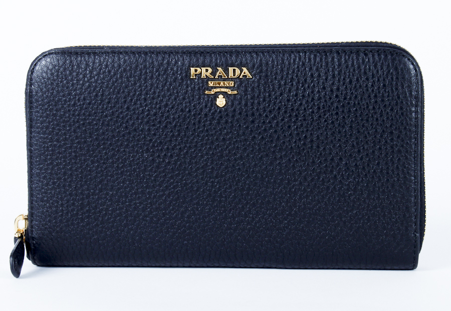 Black Pebbled Leather Prada Clutch