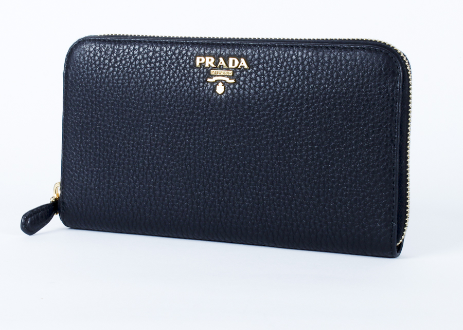 Black Pebbled Leather Prada Clutch