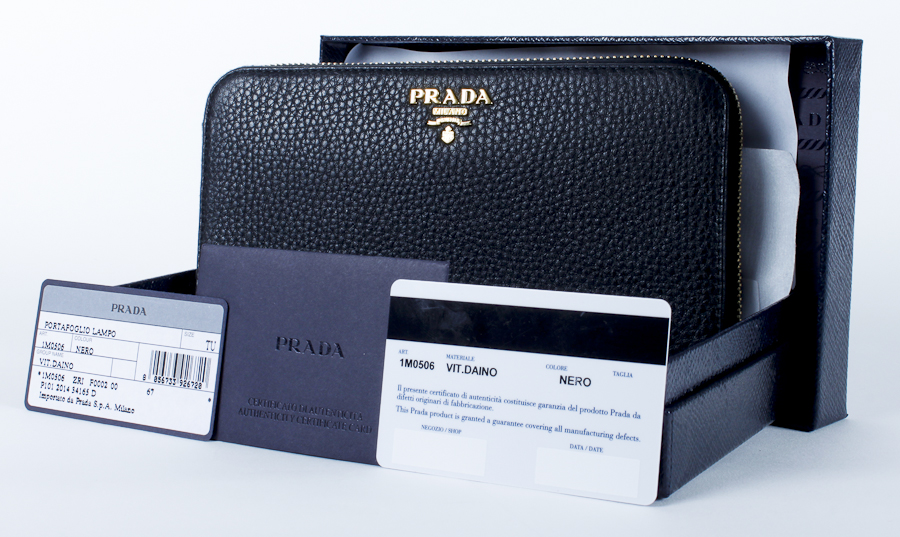Black Pebbled Leather Prada Clutch