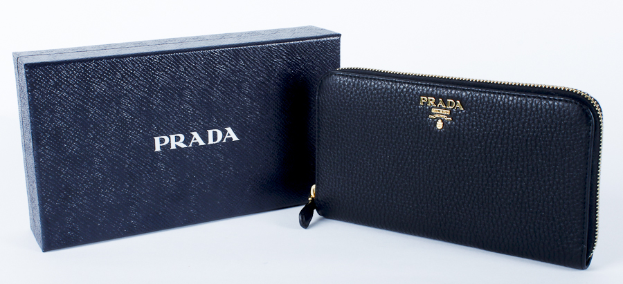 Black Pebbled Leather Prada Clutch