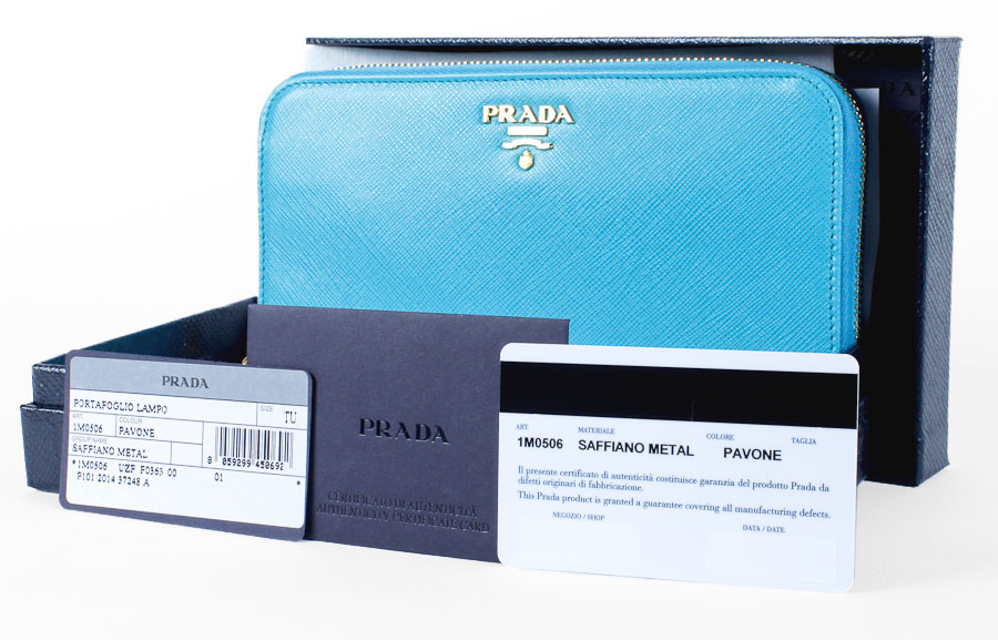 Peacock Blue Crosshatched Leather Prada Clutch