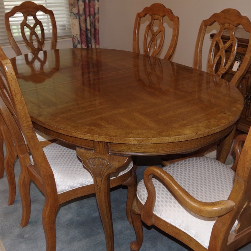 Unique Furniture Makers Pecan Dining Room Table and Chairs