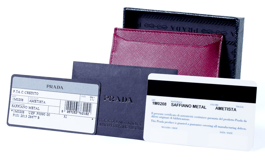 Fuchsia Prada Saffiano Card Holder