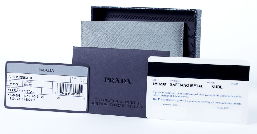 Light Gray Prada Saffiano Card Holder