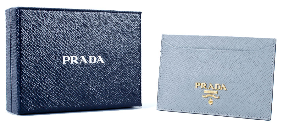 Light Gray Prada Saffiano Card Holder