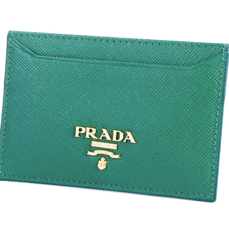 Green Prada Saffiano Card Holder